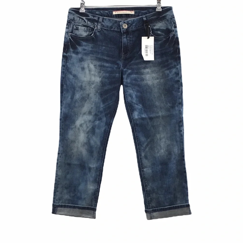 S&P Standards and Practices Cropped Jeans Acid Wash Denim Mid Rise‎ Tie Dye